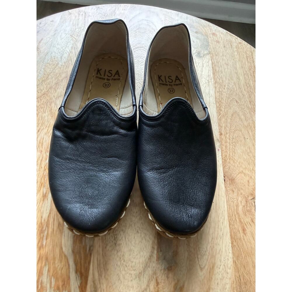 KISA Made By Hand Women's black leather slip on shoe, size 27, NEW - Picture 10 of 10